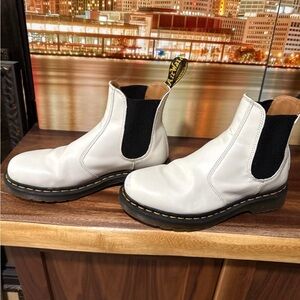 Dr. Martens White Leather Ankle Boots